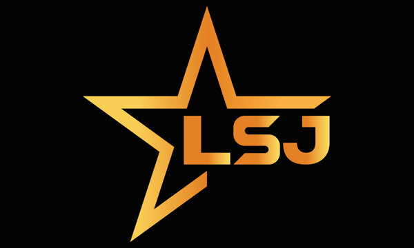 LSJ golden luxury star icon three letter logo design vector template. royal logo | luxury logo | jewelry logo | premium logo | iconic logo | Victoria logo |