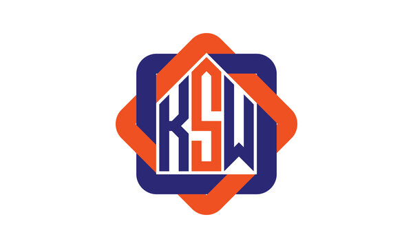 KSW three letter real estate logo with home icon logo design vector template | construction logo | housing logo | engineering logo | initial letter logo | minimalist logo | property logo |