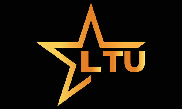 LTU golden luxury star icon three letter logo design vector template. royal logo | luxury logo | jewelry logo | premium logo | iconic logo | Victoria logo |