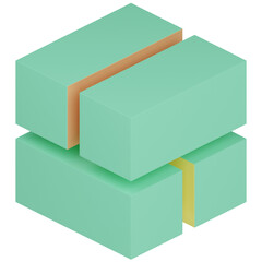 3d cube 3d render icon