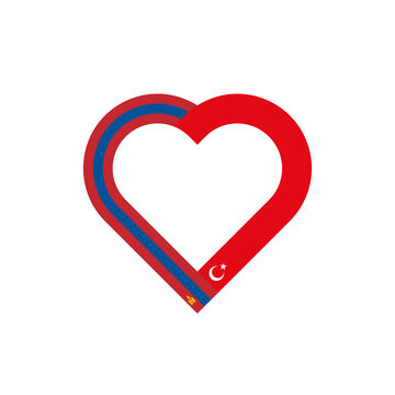 recommend clip art: unity concept. heart ribbon icon of mongolia and turkey flags. vector illustration isolated on white background