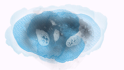 Abstract blue watercolor on white background.  Blue color  hand drawn watercolor liquid stain. Abstract aqua smudges scribble drop element for design,