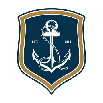 anchor vector logo. anchor concept and shield. for security and defense. and others