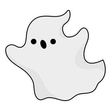 Vector kawaii ghost. Cute Halloween character for kids. Funny autumn all saints day cartoon illustration with flying spook. Samhain party day of the dead icon or symbol for children.