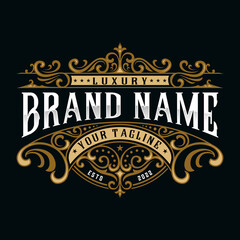 luxury ornament vector logo. with the concept of writing in an ornamental frame. suitable for jewelry, boutiques, hotels, labels, barbers and for products that want to look elegant