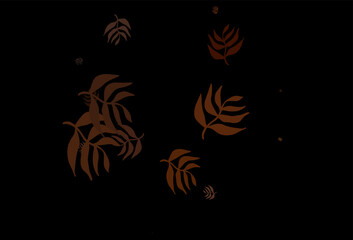 Dark Brown vector doodle texture with leaves.