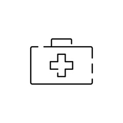 Camping, travel and picnic icon. Line style icons for web and ui design. Contains such as tent, compasses, mountain and other camping equipment. Health bag