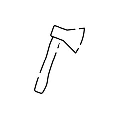 Camping, hiking, wilderness, adventure, travel and picnic and more, thin line icon, vector illustration. Autumn or spring and summer season. Ax