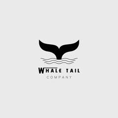 Naklejka premium silhouette whale tail logo vector swimming in the sea