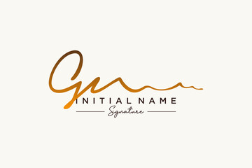 Initial GN signature logo template vector. Hand drawn Calligraphy lettering Vector illustration.