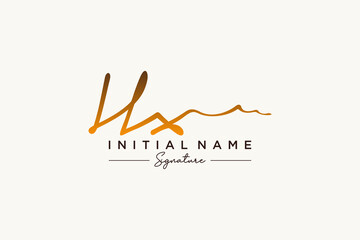 Initial HX signature logo template vector. Hand drawn Calligraphy lettering Vector illustration.