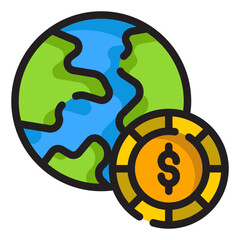 global economy line icon