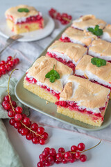 Obraz na płótnie Canvas Delicious home made tart with red currants and meringue