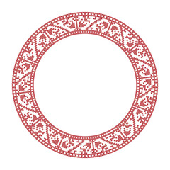 Round frame with  flower folk embroidery
