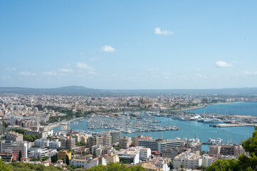 Landscape of the coast from the Bellver castle in Palma de Mallorca