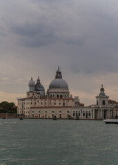 Fototapeta na wymiar View of famous church Santa Marial della Salute in Venice, Italy from the lagoon