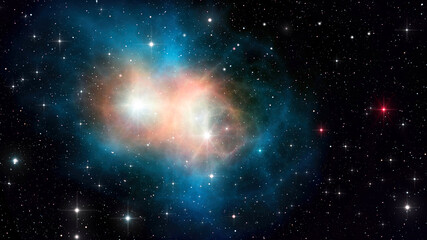 Nebulas and stars cosmic background, beautiful  picture of the universe with galaxies, cosmic nebulae and stars, science fiction backdrop, 3D illustration.