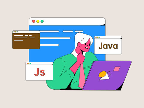 Development front-end back-end programming teaching vector illustration
