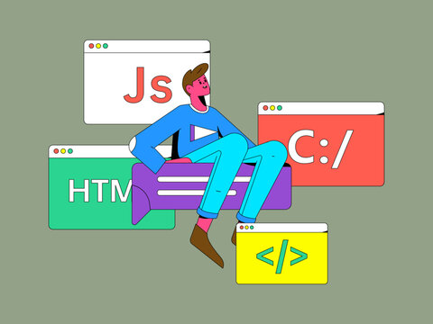 Development front-end back-end programming teaching vector illustration
