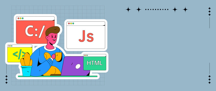 Development front-end back-end programming teaching vector illustration
