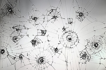 group of bullet holes on the glass abstract background window