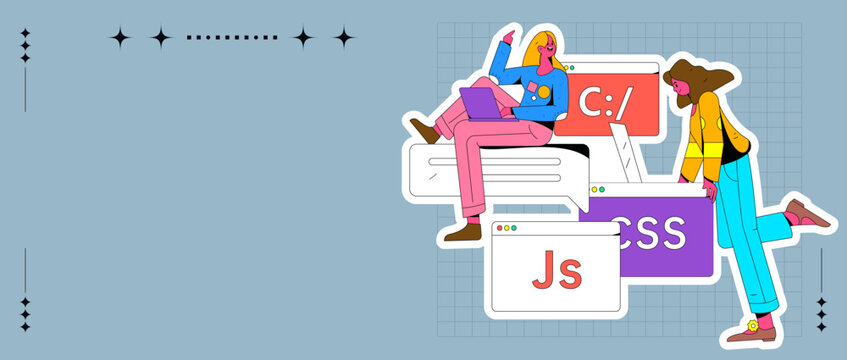 Development front-end back-end programming teaching vector illustration
