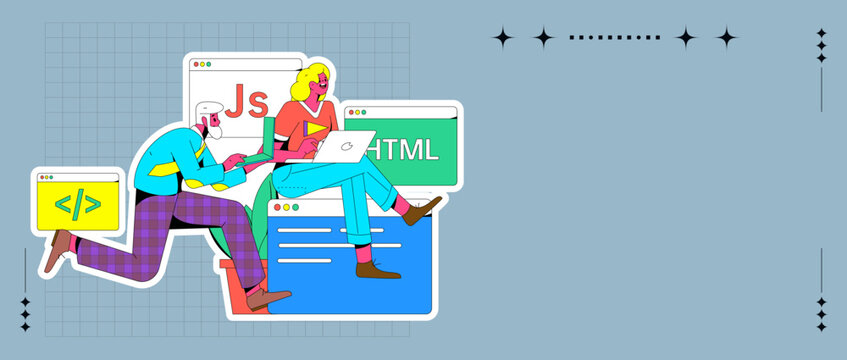 Development front-end back-end programming teaching vector illustration

