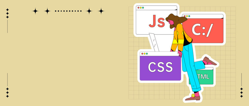 Development front-end back-end programming teaching vector illustration
