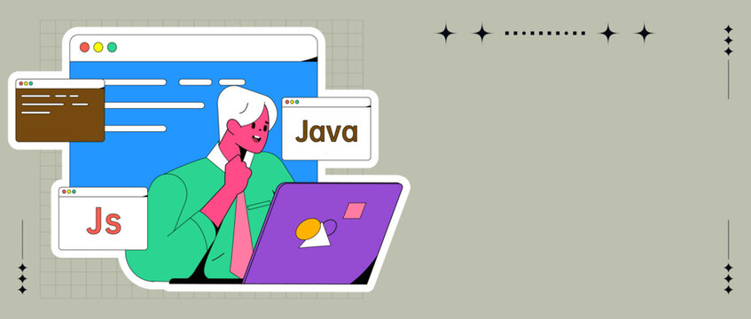 Development front-end back-end programming teaching vector illustration
