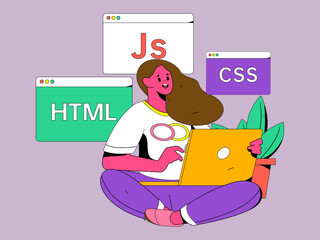 Development front-end back-end programming teaching vector illustration
