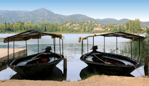 tourist boats on the Bacina lakes, Croatia