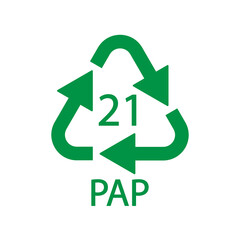 Paper recycling symbol PAP 21 other mixed paper. Vector illustration