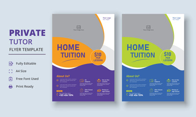 Private Tutor Flyer Template, Home Tuition Flyer, Online Tutors Flyer Template, Course Poster Template, Education Flyer