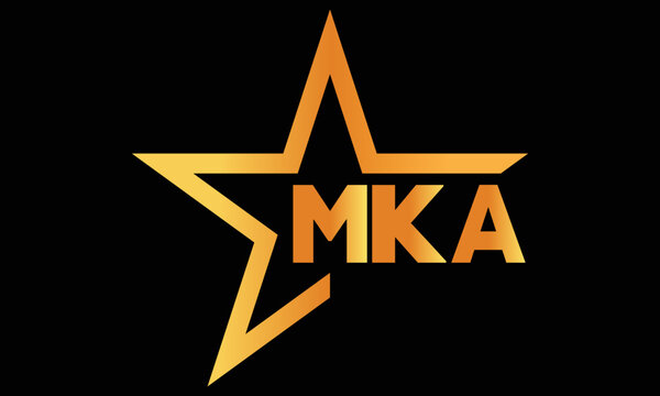 MKA golden luxury star icon three letter logo design vector template. royal logo | luxury logo | jewelry logo | premium logo | iconic logo | Victoria logo |