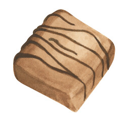 Chocolate. Watercolor painting transparent.