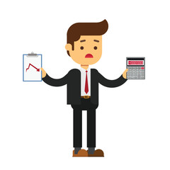Wealth balance loss and business budget investment business forecast help man with calculator