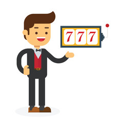 Casino Croupier Isolated Man Dealer In Bow.