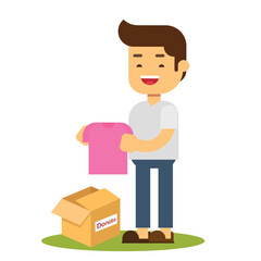 Man with box for charity and donation