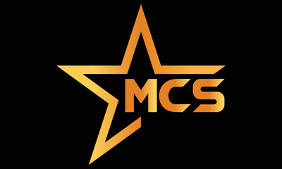MCS golden luxury star icon three letter logo design vector template. royal logo | luxury logo | jewelry logo | premium logo | iconic logo | Victoria logo |