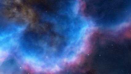 Obraz na płótnie Canvas Cosmic background with a blue purple nebula and stars 