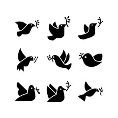 dove icon or logo isolated sign symbol vector illustration - high quality black style vector icons
