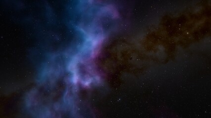 Fototapeta na wymiar red-violet nebula in outer space, horsehead nebula, unusual colorful nebula in a distant galaxy, red nebula 3d render 