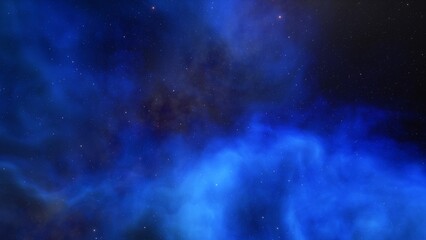 Cosmic background with a blue purple nebula and stars
