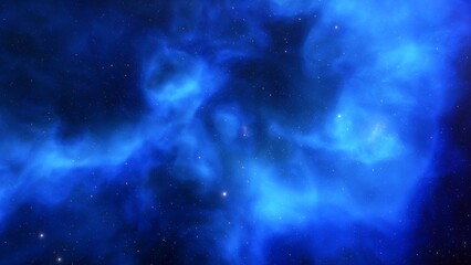 Cosmic background with a blue purple nebula and stars
