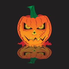 halloween celebration with scary pumpkin on black background