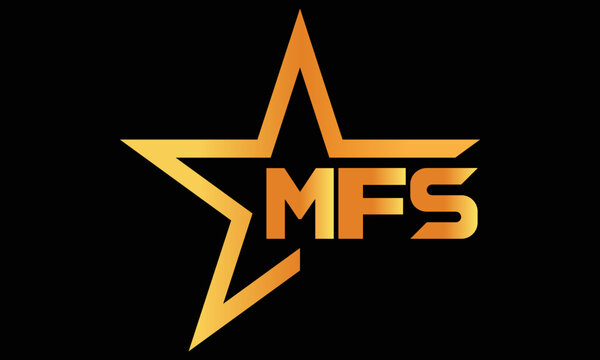 MFS golden luxury star icon three letter logo design vector template. royal logo | luxury logo | jewelry logo | premium logo | iconic logo | Victoria logo |
