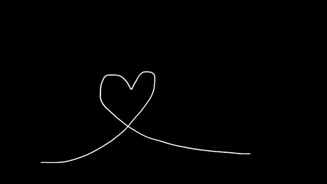 Self drawing simple animation of single continuous one line drawing of heart