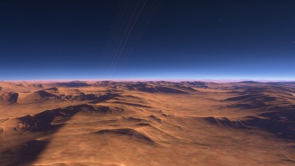 landscape on planet Mars, scenic desert scene on the red planet
