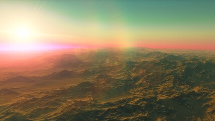 Fototapeta premium landscape on planet Mars, scenic desert scene on the red planet 