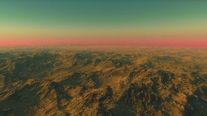 landscape on planet Mars, scenic desert scene on the red planet

